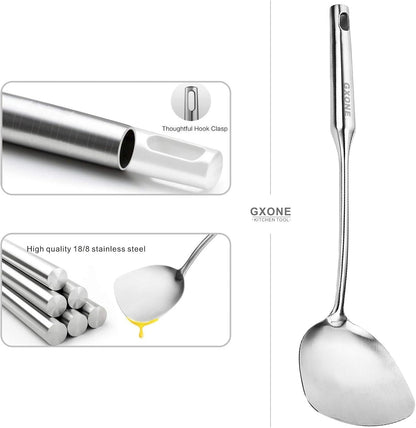 Wok Spatula,Stainless Steel,Long Handle Wok Utensils