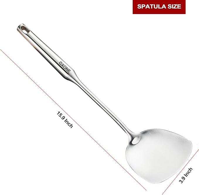 Wok Spatula,Stainless Steel,Long Handle Wok Utensils
